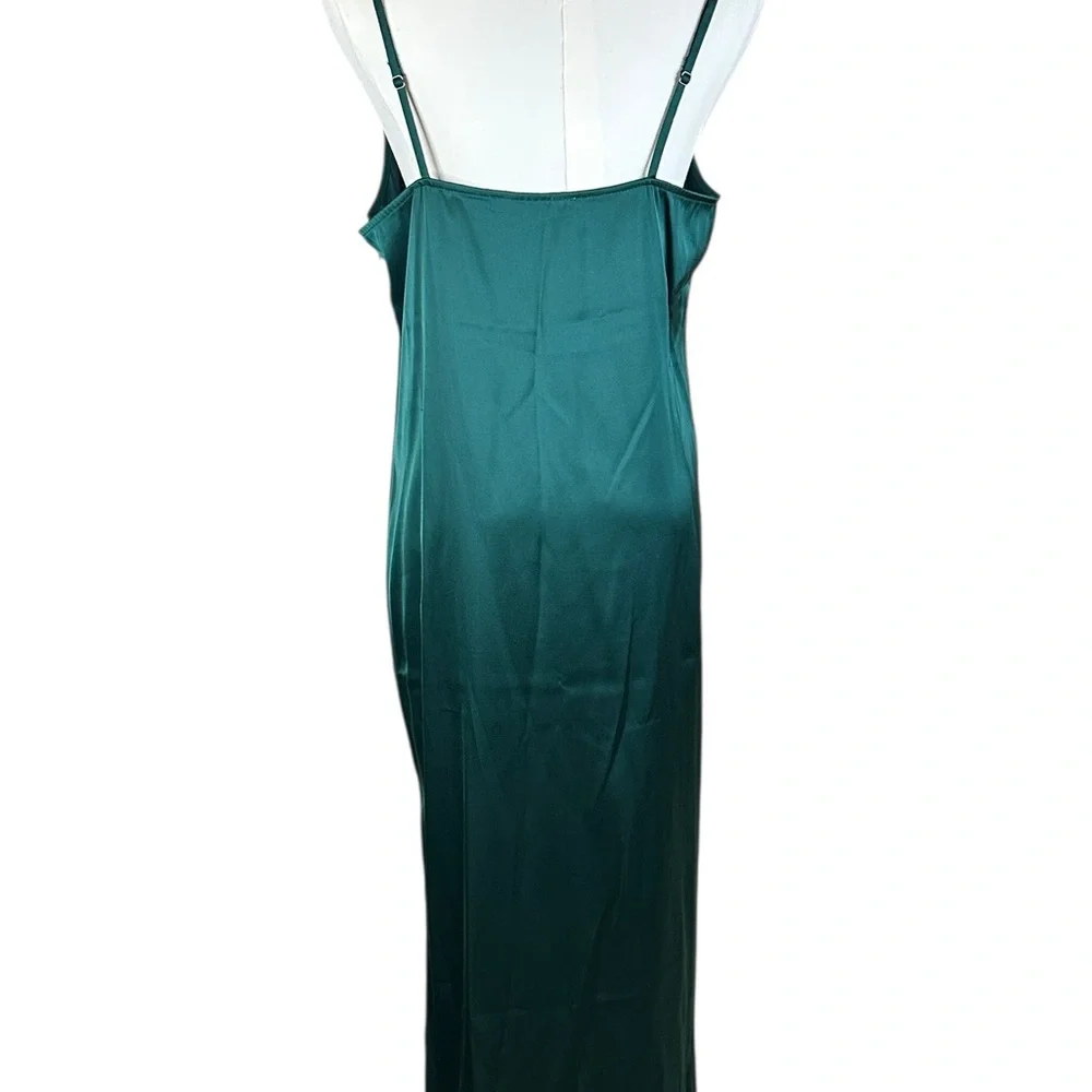 Abercrombie & Fitch Emerald Green Satin Slip Dress Size M Petite NWT.